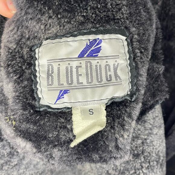 Blue Duck Vintage Hooded Shearling Leather Jacket Size S - Picture 2 of 5